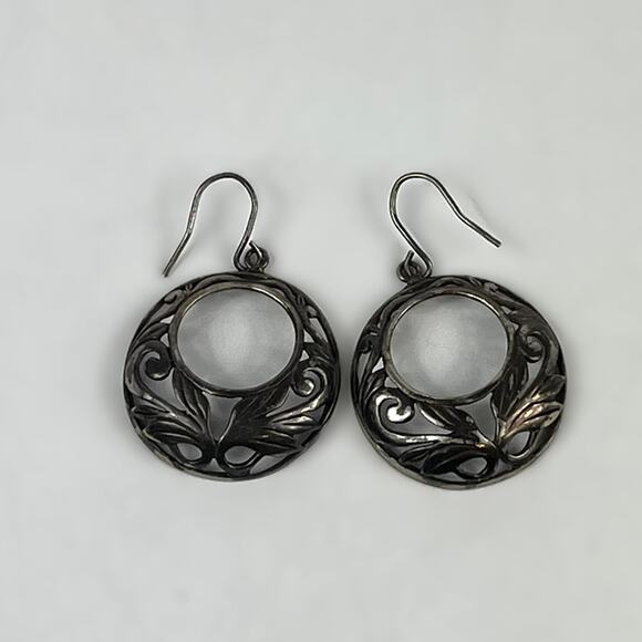 Unbranded Jewelry - Sterling Silver 925 Earrings Vintage Dreamcatcher Pierced Dangle Circle Solid